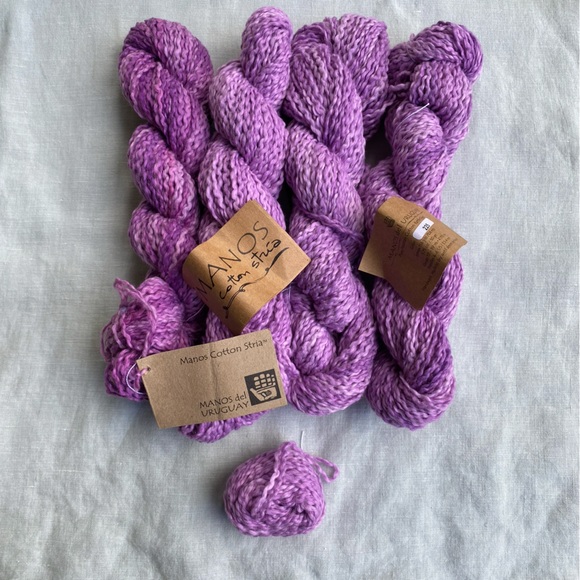 4 Manos del Uruguay Cotton Stria 50g purple 100% cotton yarn skeins hanks - Picture 1 of 9